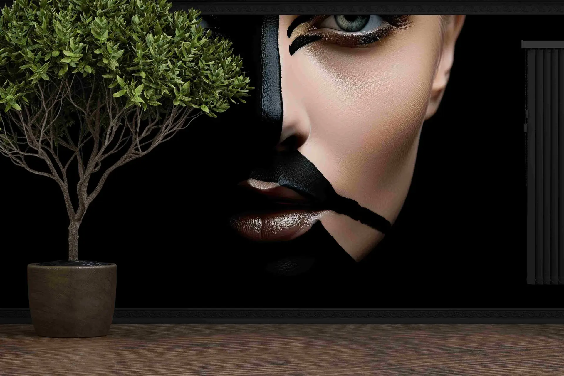 Pose de toile personnalisée dans un couloir matoileperso après