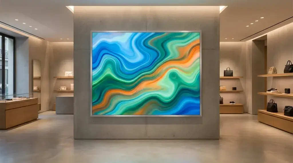 Caisson lumineux sur mesure rétroéclairé LED dans un espace commercial contemporain