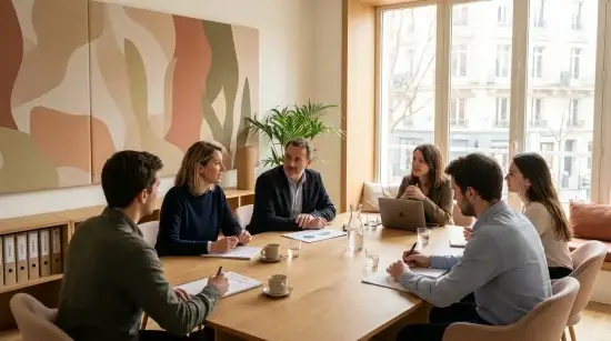 Salle de réunion moderne au confort acoustique maîtrisé avec toile murale absorbante