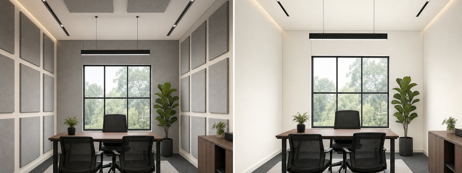 Comparatif ce problème sonore invisible vs panneaux acoustiques muraux visibles