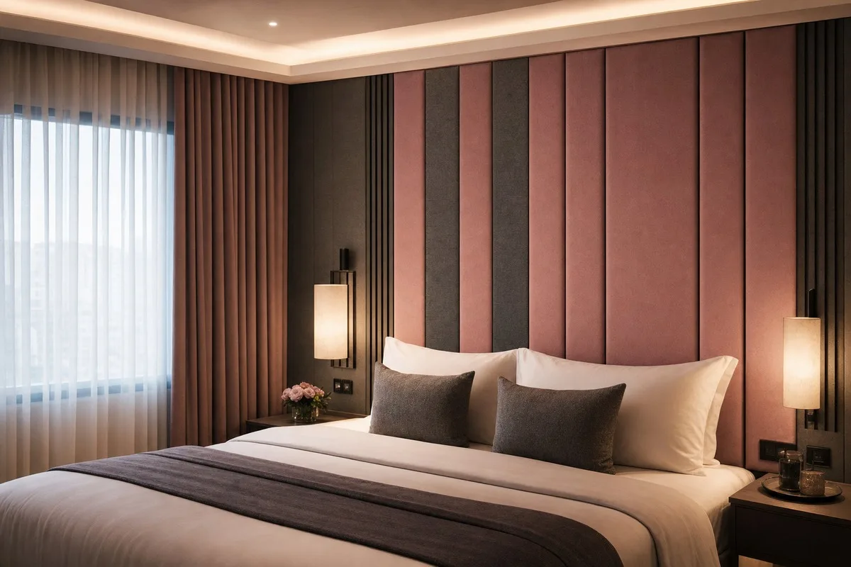 Installation de panneaux décoratifs personnalisés dans un couloir d'hôtel